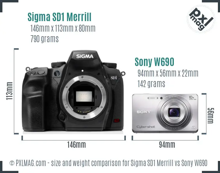 Sigma SD1 Merrill vs Sony W690 size comparison