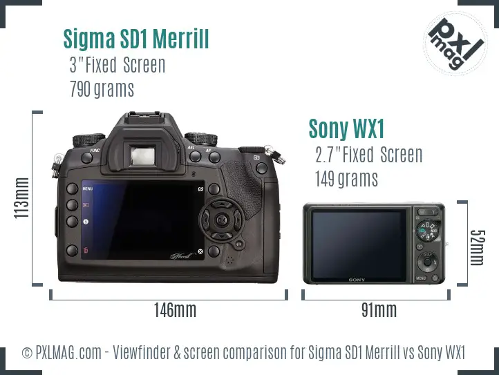 Sigma SD1 Merrill vs Sony WX1 Screen and Viewfinder comparison Sigma SD1 Merrill vs Sony WX1 Screen and Viewfinder comparison