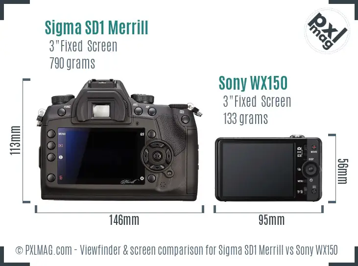 Sigma SD1 Merrill vs Sony WX150 Screen and Viewfinder comparison