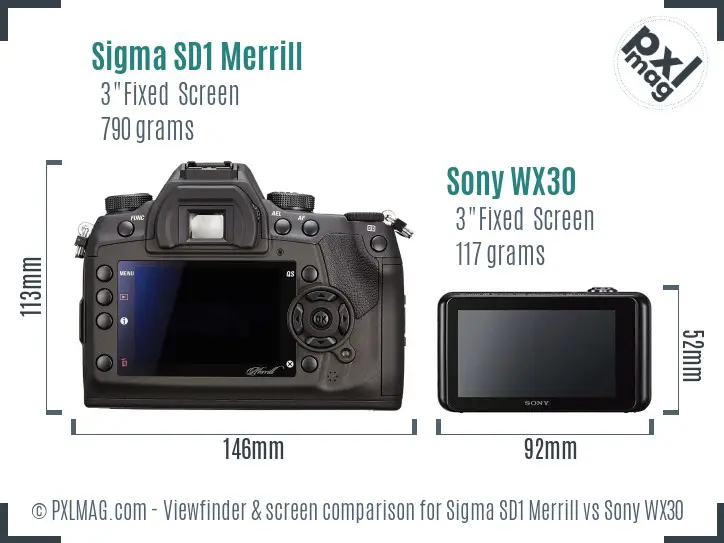 Sigma SD1 Merrill vs Sony WX30 Screen and Viewfinder comparison Sigma SD1 Merrill vs Sony WX30 Screen and Viewfinder comparison