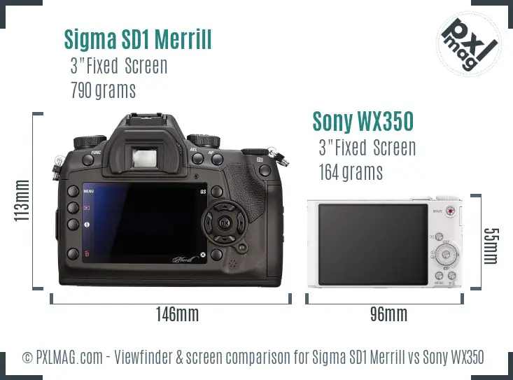 Sigma SD1 Merrill vs Sony WX350 Screen and Viewfinder comparison