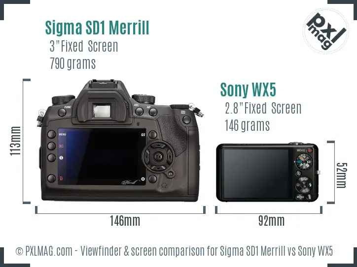 Sigma SD1 Merrill vs Sony WX5 Screen and Viewfinder comparison