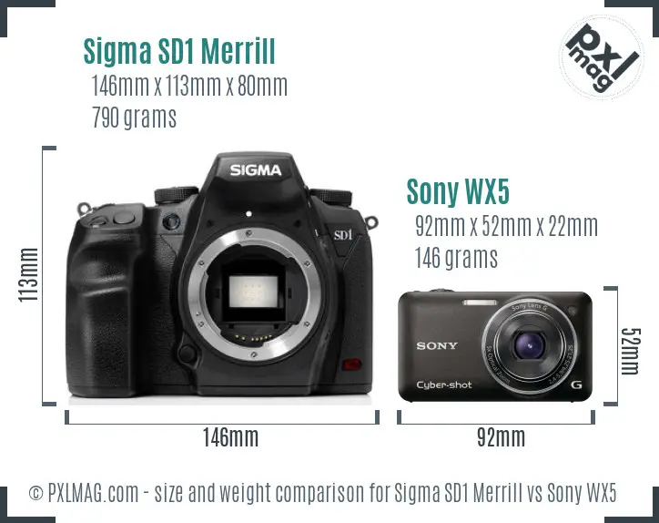 Sigma SD1 Merrill vs Sony WX5 size comparison Sigma SD1 Merrill vs Sony WX5 size comparison