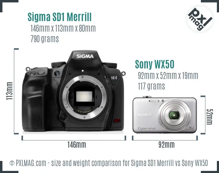 Sigma SD1 Merrill vs Sony WX50 size comparison Sigma SD1 Merrill vs Sony WX50 size comparison