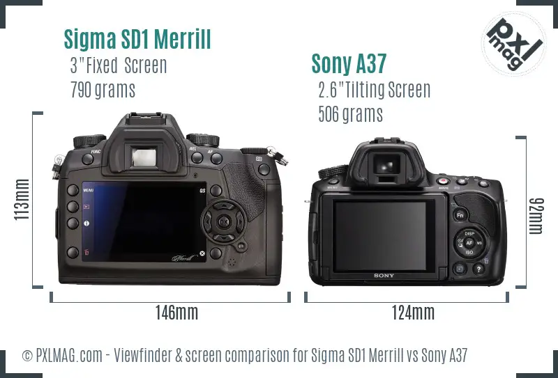 Sigma SD1 Merrill vs Sony A37 Screen and Viewfinder comparison