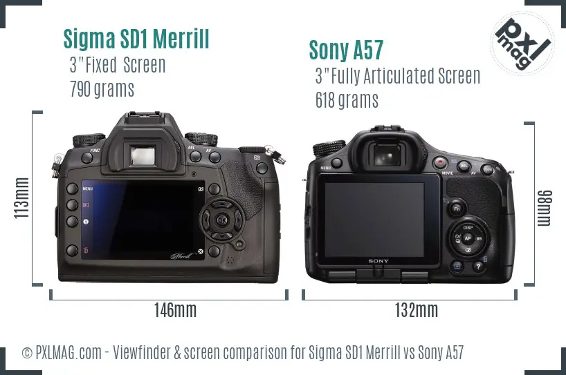 Sigma SD1 Merrill vs Sony A57 Screen and Viewfinder comparison