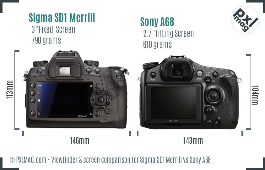 Sigma SD1 Merrill vs Sony A68 Screen and Viewfinder comparison