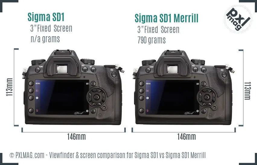 Sigma SD1 vs Sigma SD1 Merrill Screen and Viewfinder comparison