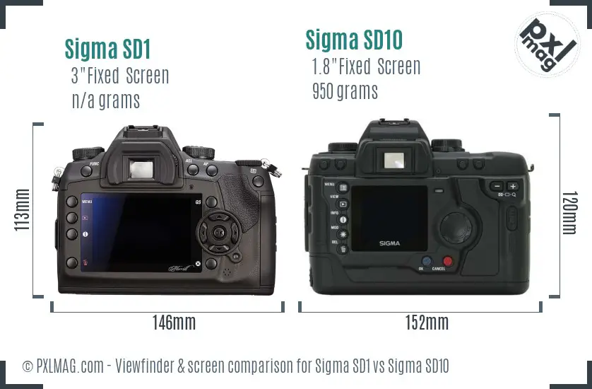 Sigma SD1 vs Sigma SD10 Screen and Viewfinder comparison