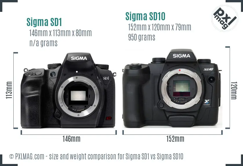 Sigma SD1 vs Sigma SD10 size comparison