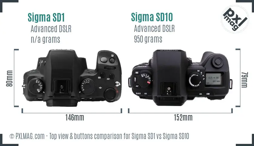 Sigma SD1 vs Sigma SD10 top view buttons comparison