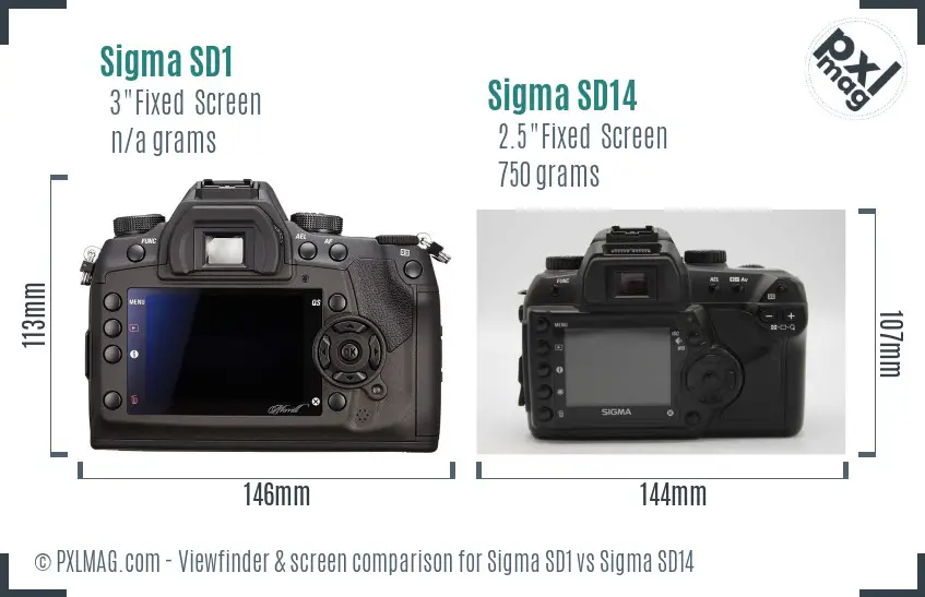 Sigma SD1 vs Sigma SD14 Screen and Viewfinder comparison