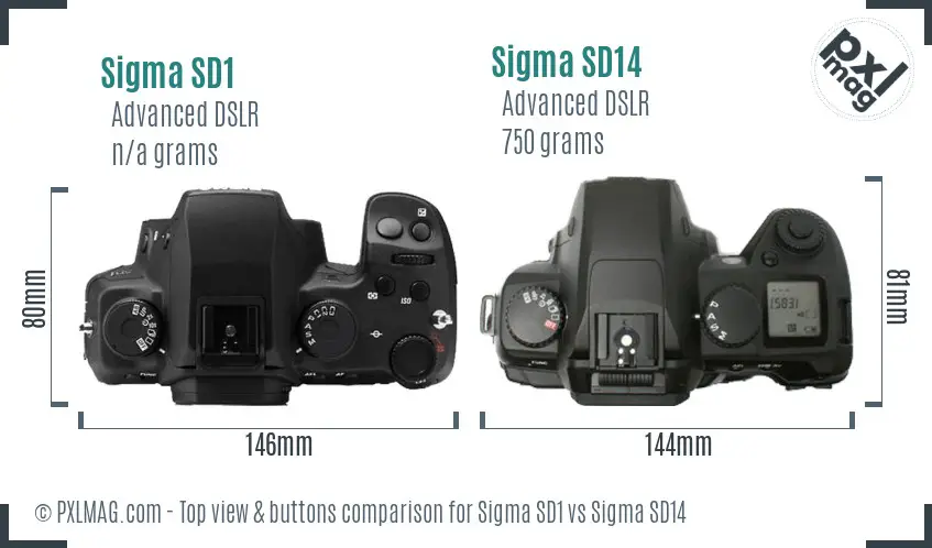 Sigma SD1 vs Sigma SD14 top view buttons comparison