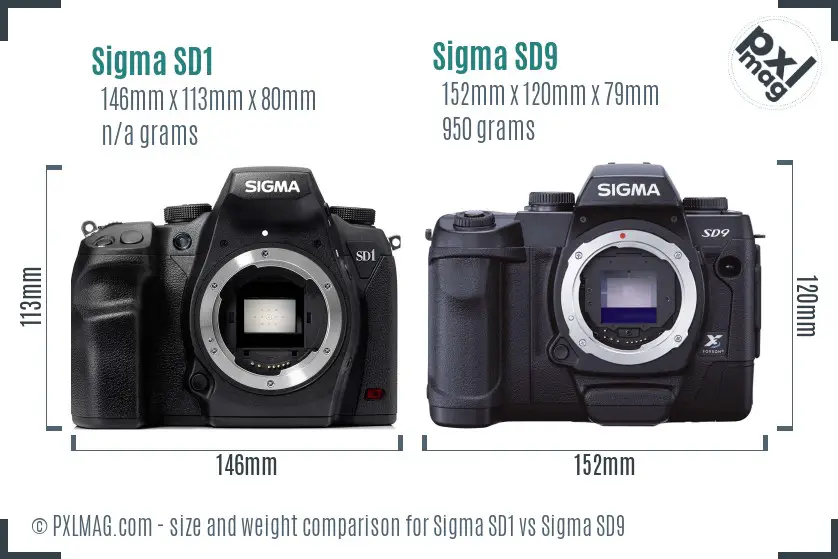 Sigma SD1 vs Sigma SD9 size comparison