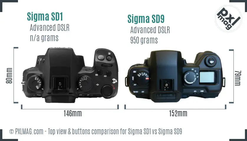 Sigma SD1 vs Sigma SD9 top view buttons comparison
