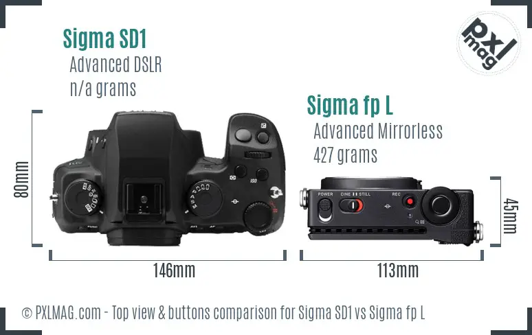 Sigma SD1 vs Sigma fp L top view buttons comparison