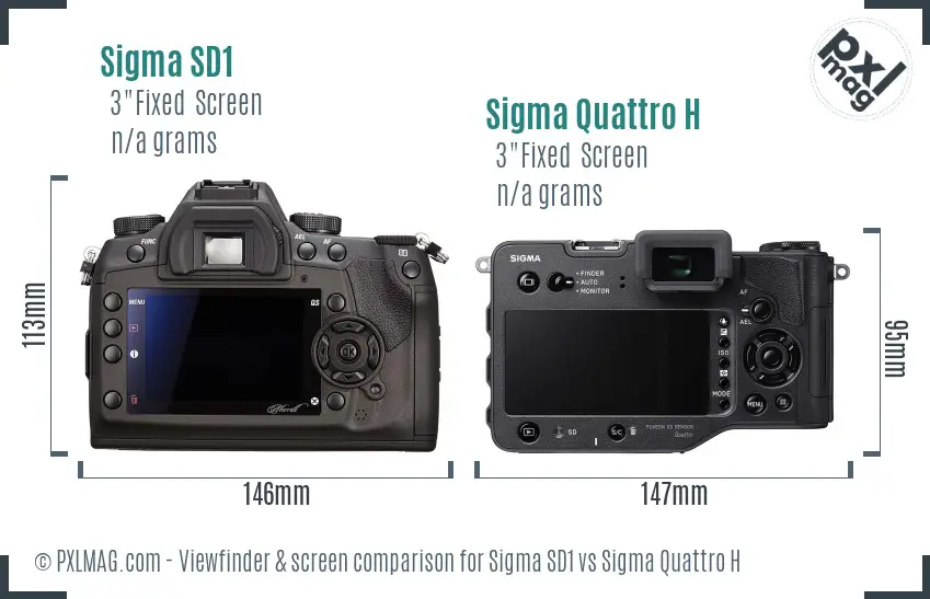Sigma SD1 vs Sigma Quattro H Screen and Viewfinder comparison