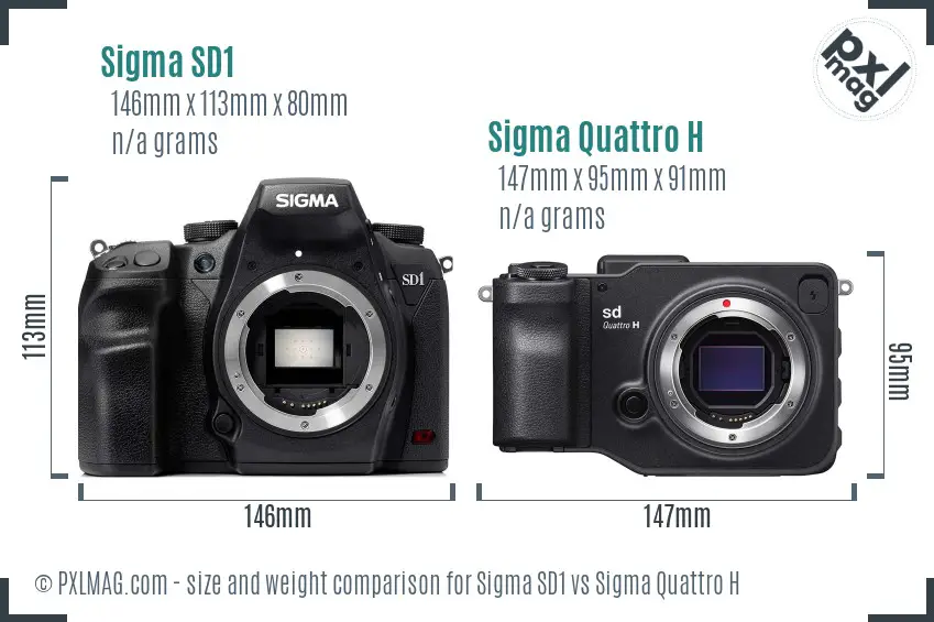 Sigma SD1 vs Sigma Quattro H size comparison