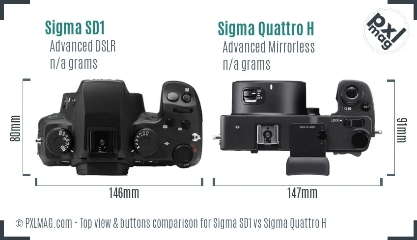 Sigma SD1 vs Sigma Quattro H top view buttons comparison