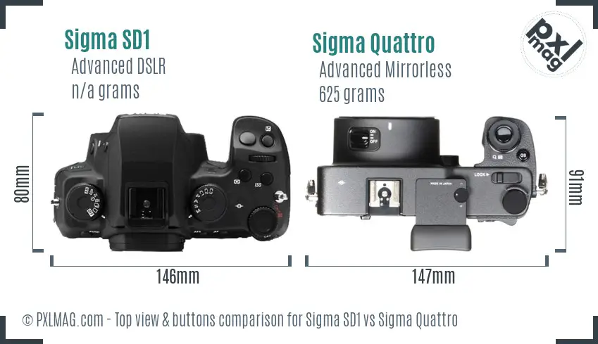 Sigma SD1 vs Sigma Quattro top view buttons comparison