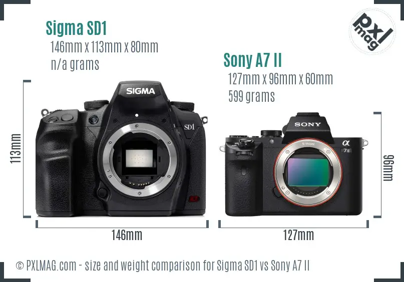 Sigma SD1 vs Sony A7 II size comparison