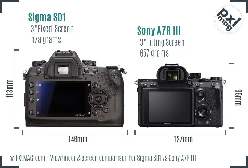 Sigma SD1 vs Sony A7R III Screen and Viewfinder comparison Sigma SD1 vs Sony A7R III Screen and Viewfinder comparison