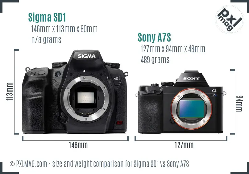 Sigma SD1 vs Sony A7S size comparison