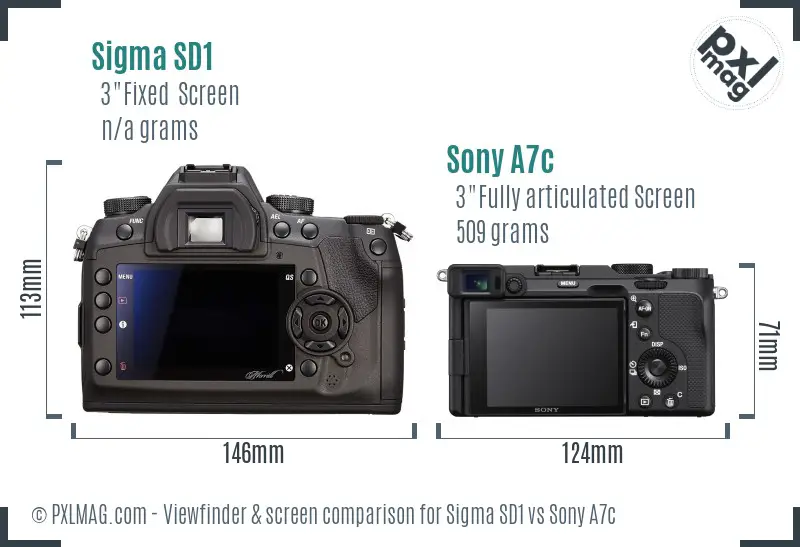 Sigma SD1 vs Sony A7c Screen and Viewfinder comparison Sigma SD1 vs Sony A7c Screen and Viewfinder comparison