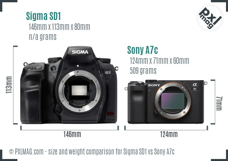 Sigma SD1 vs Sony A7c size comparison Sigma SD1 vs Sony A7c size comparison
