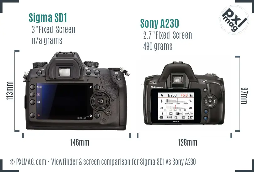 Sigma SD1 vs Sony A230 Screen and Viewfinder comparison