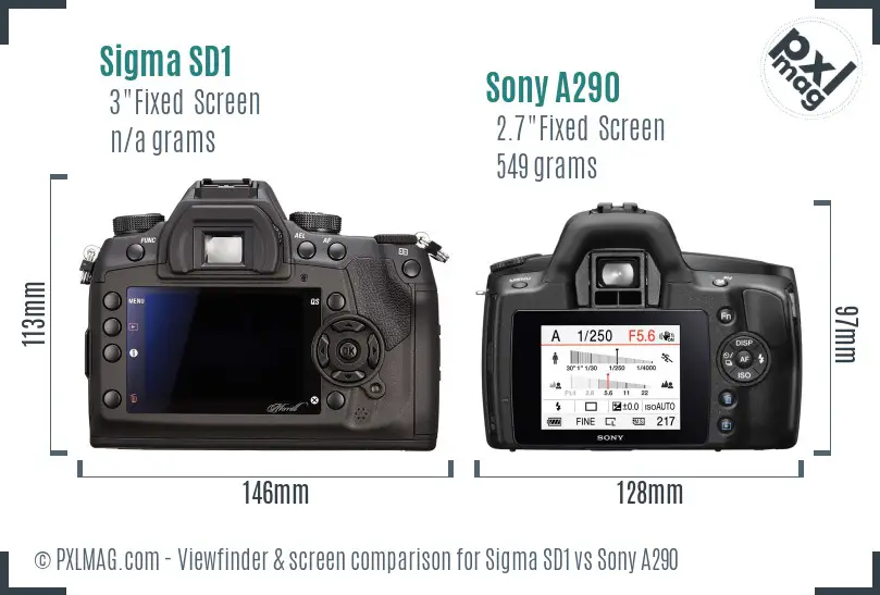 Sigma SD1 vs Sony A290 Screen and Viewfinder comparison