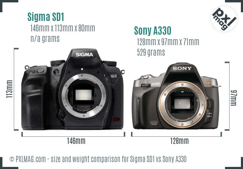 Sigma SD1 vs Sony A330 size comparison