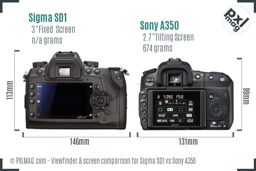 Sigma SD1 vs Sony A350 Screen and Viewfinder comparison