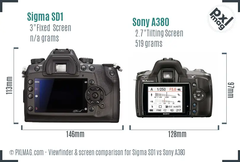 Sigma SD1 vs Sony A380 Screen and Viewfinder comparison