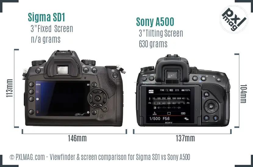 Sigma SD1 vs Sony A500 Screen and Viewfinder comparison
