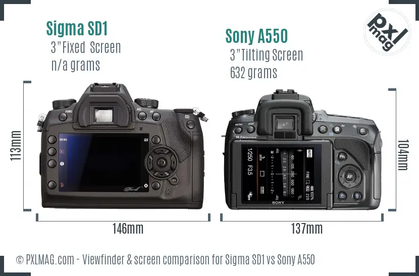 Sigma SD1 vs Sony A550 Screen and Viewfinder comparison