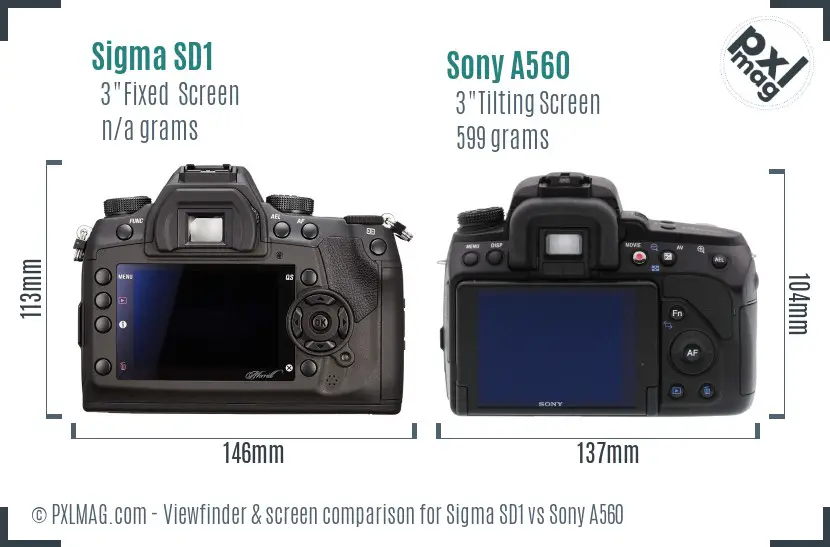 Sigma SD1 vs Sony A560 Screen and Viewfinder comparison