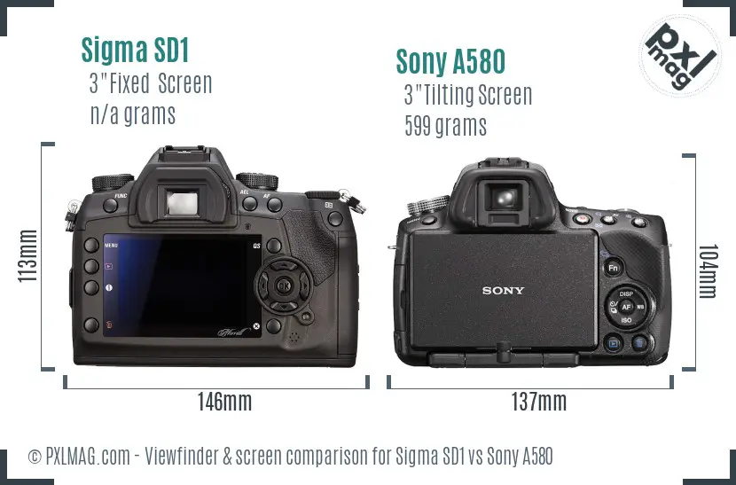 Sigma SD1 vs Sony A580 Screen and Viewfinder comparison