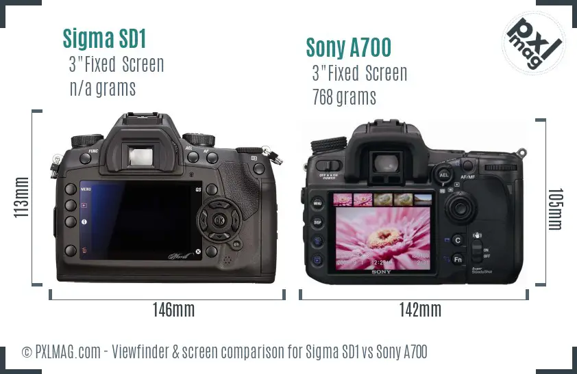 Sigma SD1 vs Sony A700 Screen and Viewfinder comparison