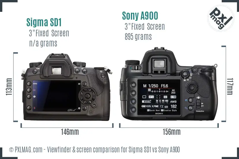 Sigma SD1 vs Sony A900 Screen and Viewfinder comparison