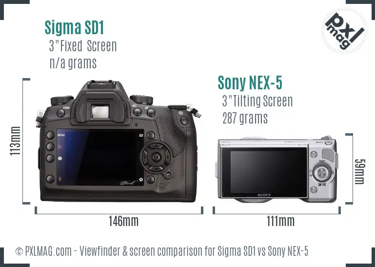Sigma SD1 vs Sony NEX-5 Screen and Viewfinder comparison