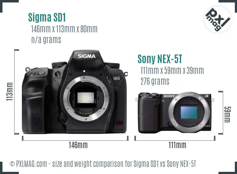 Sigma SD1 vs Sony NEX-5T size comparison Sigma SD1 vs Sony NEX-5T size comparison