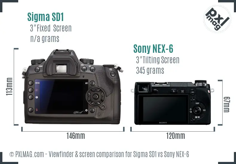 Sigma SD1 vs Sony NEX-6 Screen and Viewfinder comparison