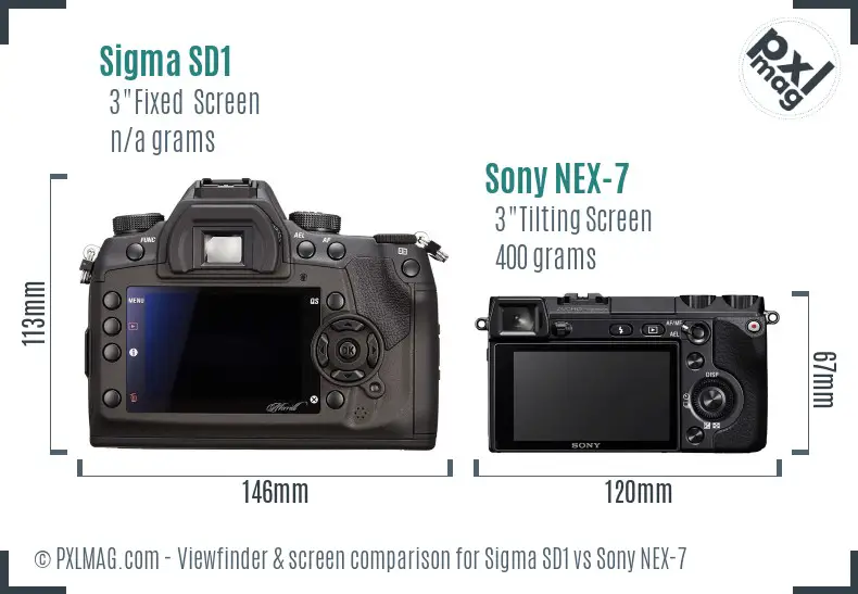 Sigma SD1 vs Sony NEX-7 Screen and Viewfinder comparison Sigma SD1 vs Sony NEX-7 Screen and Viewfinder comparison