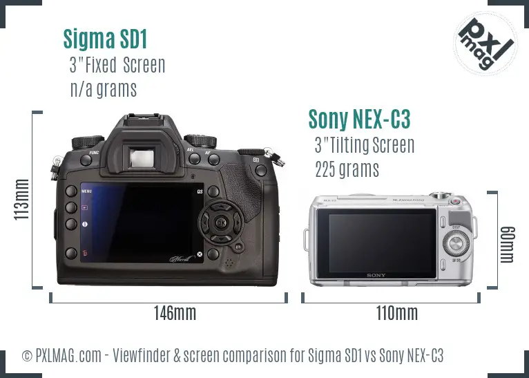 Sigma SD1 vs Sony NEX-C3 Screen and Viewfinder comparison Sigma SD1 vs Sony NEX-C3 Screen and Viewfinder comparison