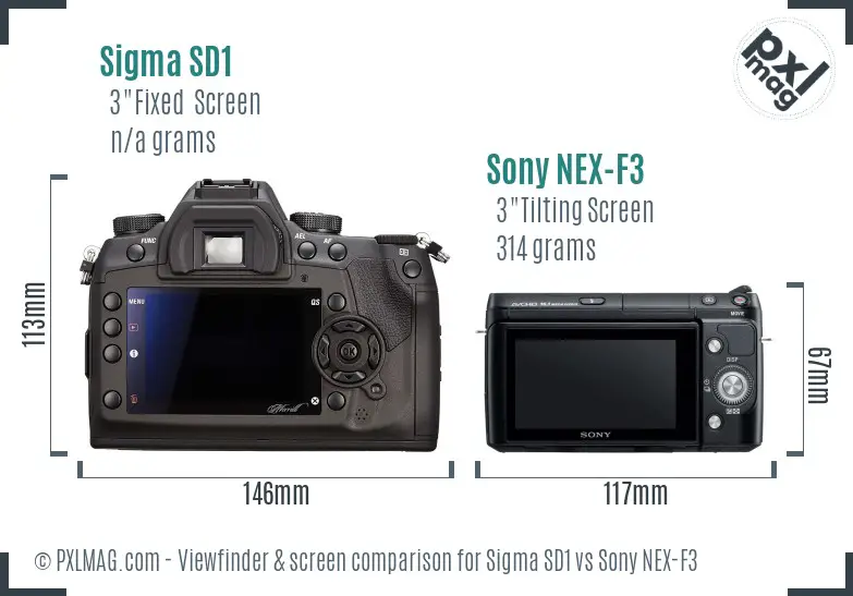 Sigma SD1 vs Sony NEX-F3 Screen and Viewfinder comparison