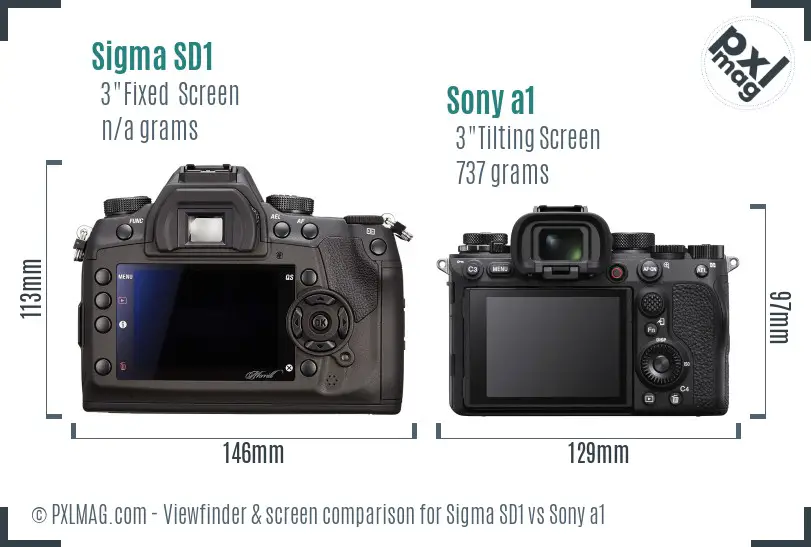 Sigma SD1 vs Sony a1 Screen and Viewfinder comparison