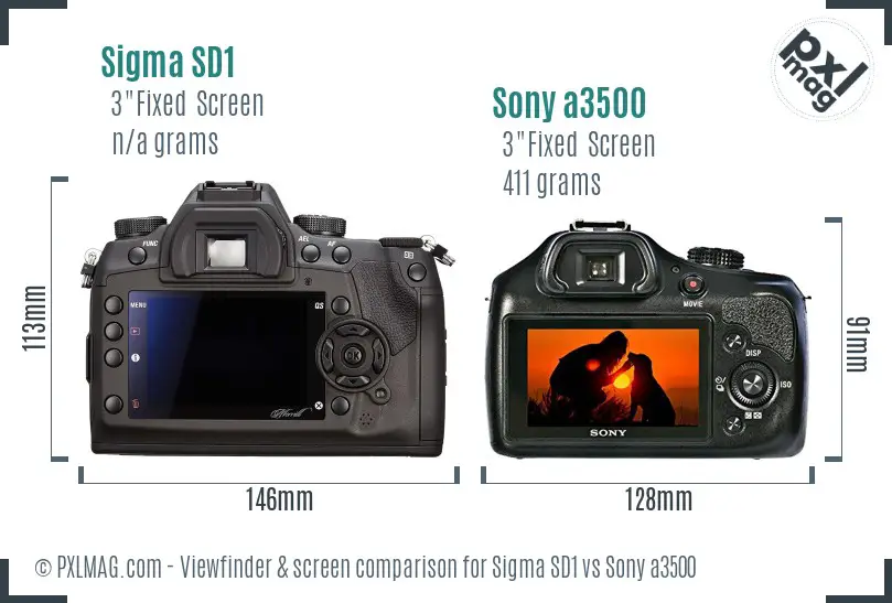 Sigma SD1 vs Sony a3500 Screen and Viewfinder comparison