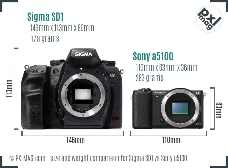 Sigma SD1 vs Sony a5100 size comparison