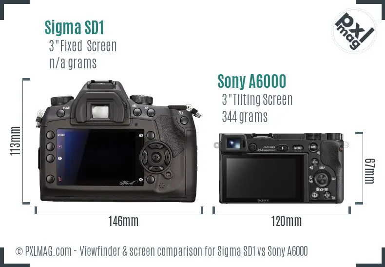 Sigma SD1 vs Sony A6000 Screen and Viewfinder comparison